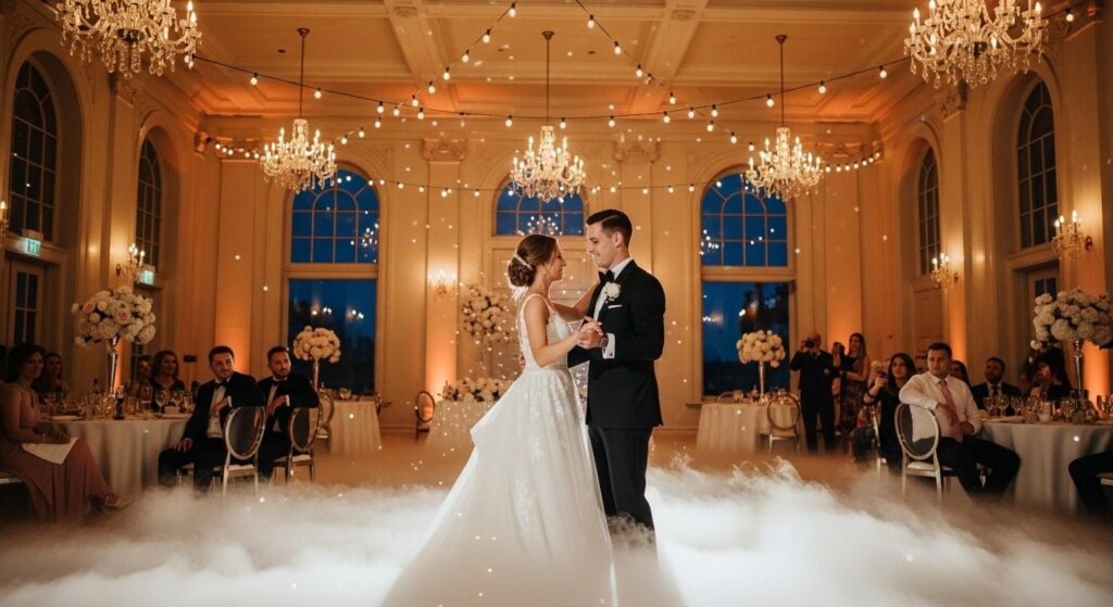 Para Młoda tańcząca w ciężkim dymie