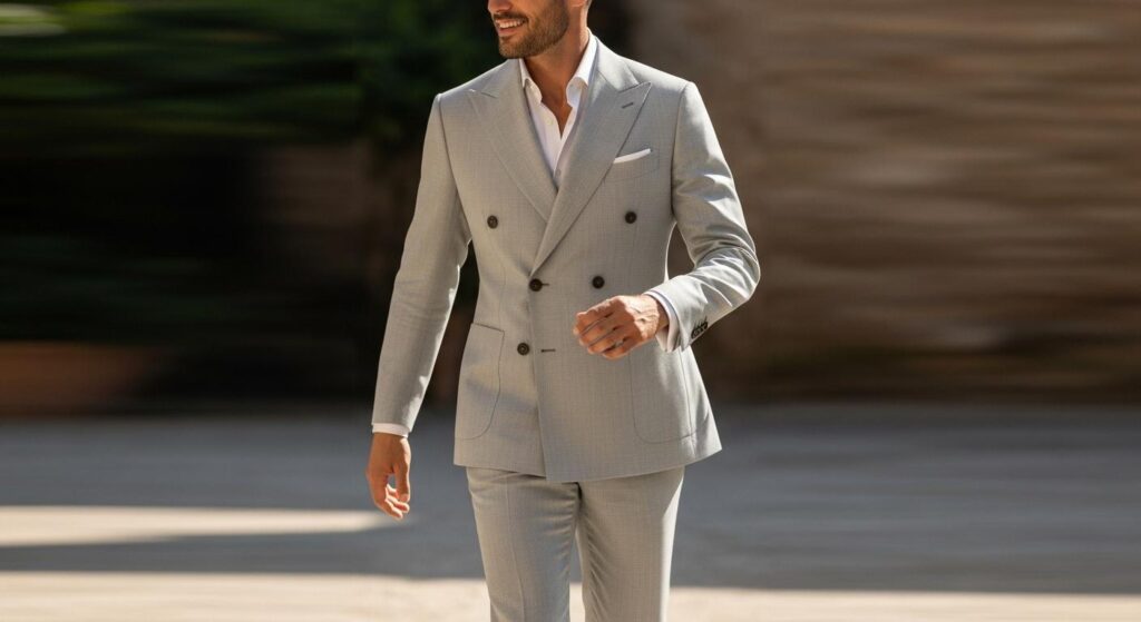 Pan Młody w garniturze dwurzędowym