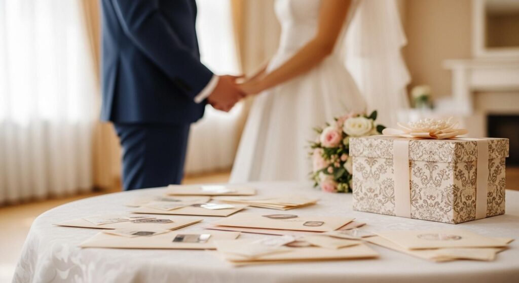 Prezenty ślubne na stole