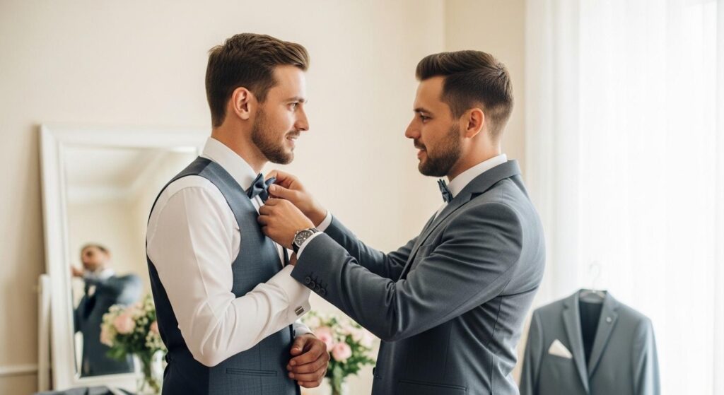 Świadek poprawiający stylizację Pana Mlodego