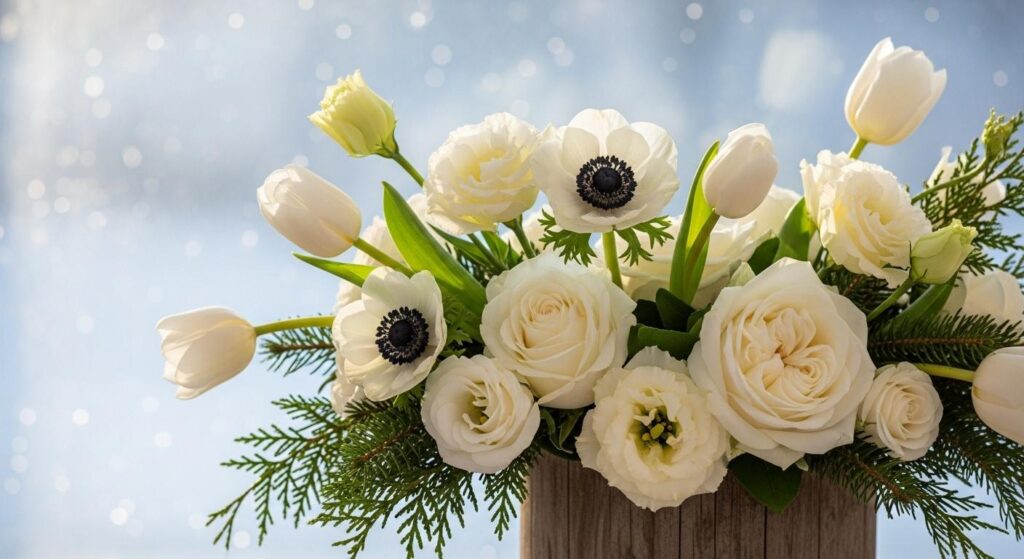 Zimowa kompozycja kwiatowa na wesele
