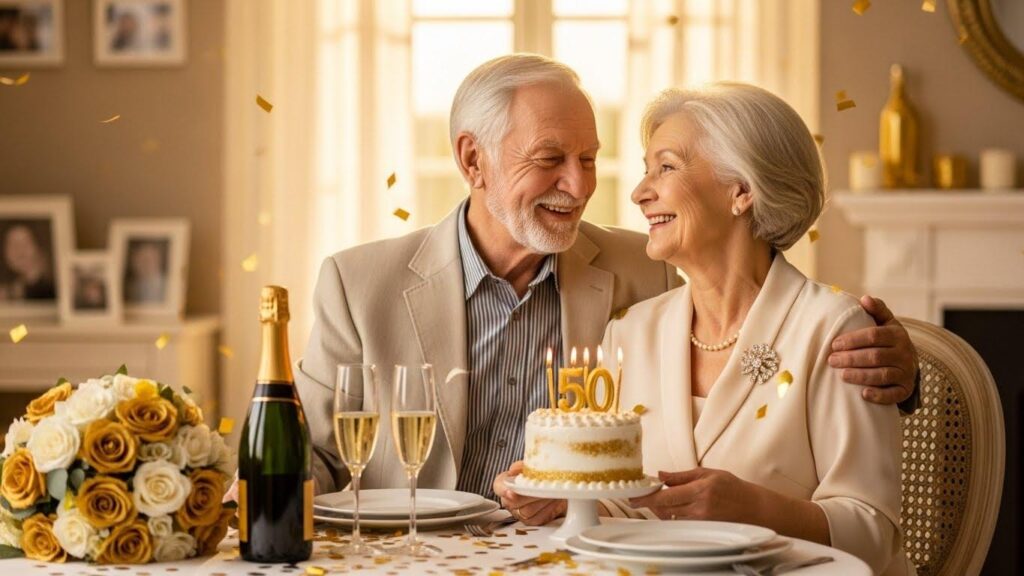 Małżeństwo świętujące 50 rocznicę ślubu