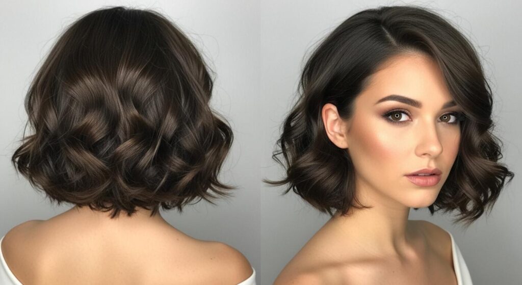 Panna młoda we fryzurze w stylu modern italian bob