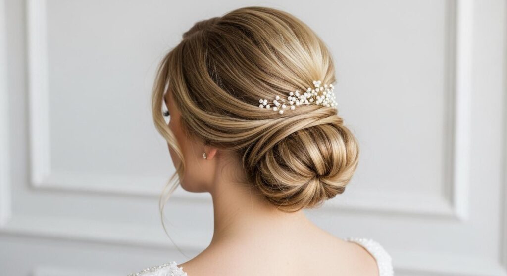 Panna młoda ze spiętymi włosami