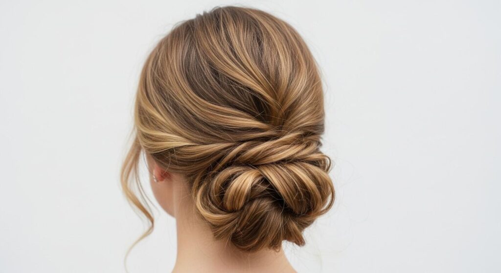 Panna młoda we fryzurze z artystycznym kokiem