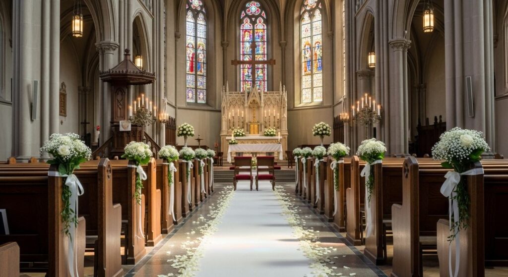 Kościół udekorowany na slub