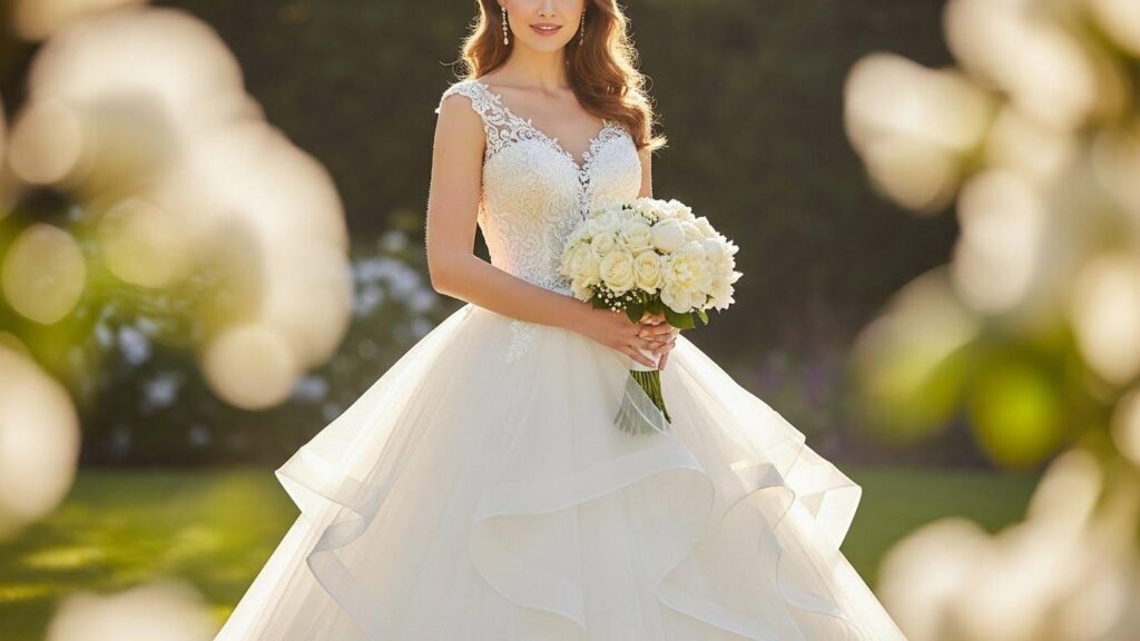 Kobieta w sukni ślubnej w stylu księżniczki