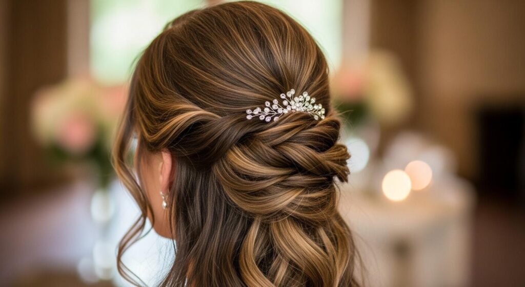 Kobieta we fryzurze na wesele z półupięciem