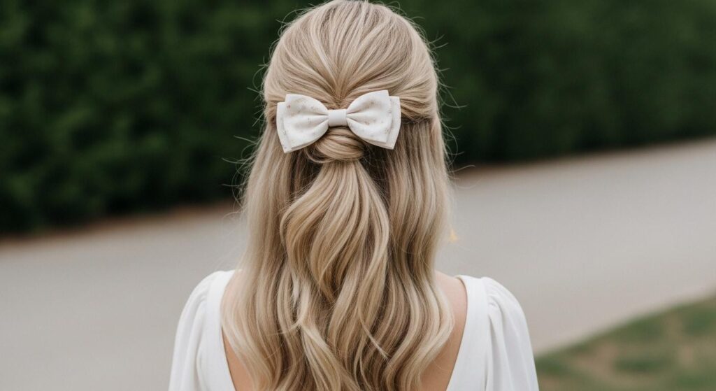 Panna młoda z półupiętymi włosami