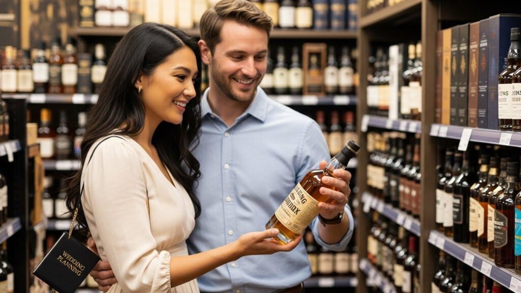 Narzeczeni wybierający whisky na wesele