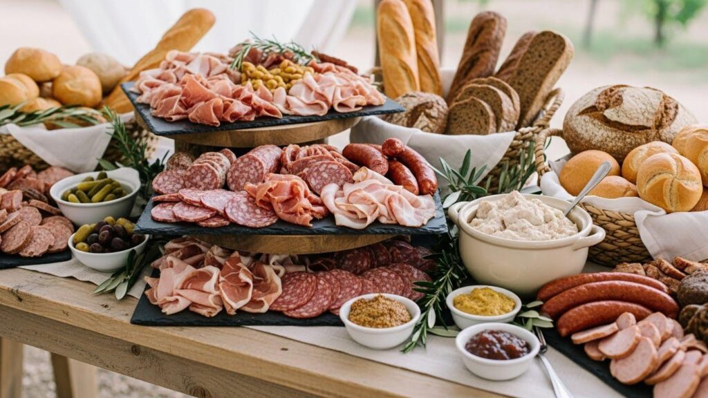 Wiejski stół na weselu